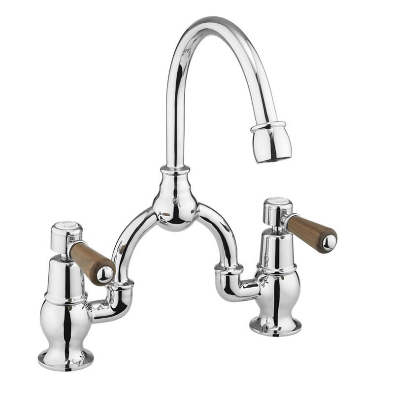 Kensington Walnut 2 Tap Hole Arch Mixer with Curved Spout (200mm centres)